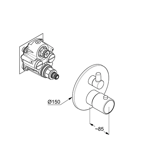 Kludi ZENTA SL UP-Thermostatarmatur m. Funktionseinh., für 88022 chrom