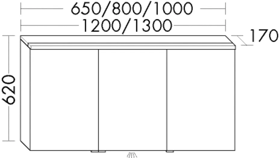 Spiegelschrank Sys30 von burgbad - beidseitig verspiegelt, LED-Aufsatzleuchte 4200 K, 170 mm tief, 1300 mm breit, 620 mm hoch