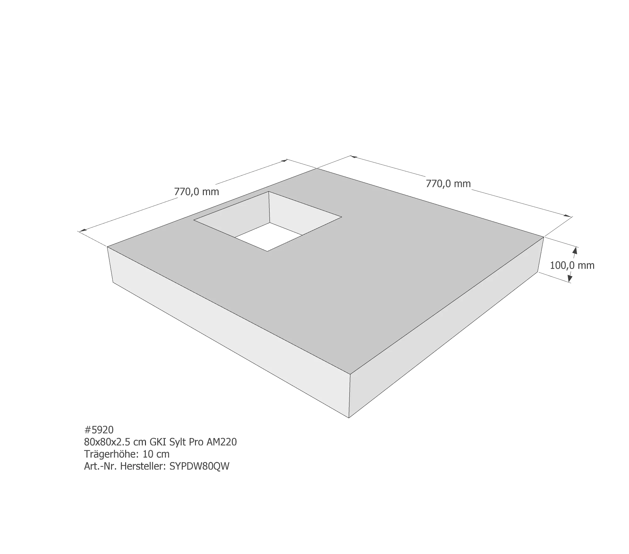 Duschwannenträger für GKI Sylt Pro 80 × 80 × 2,5 cm