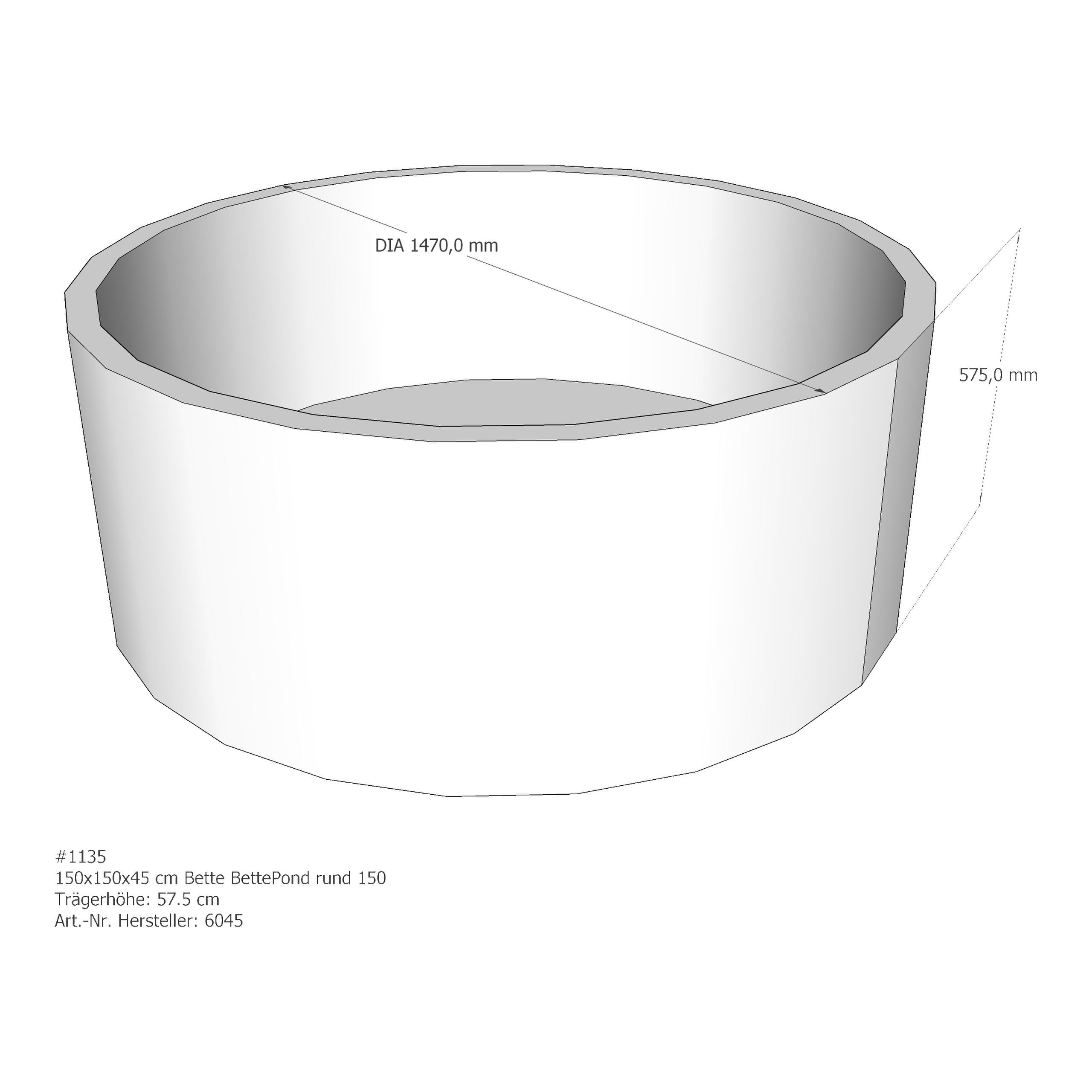 Badewannenträger für Bette Pond 150 × 150 × 45 cm Badewannenträger für Bette Pond 150 × 150 × 45 cm