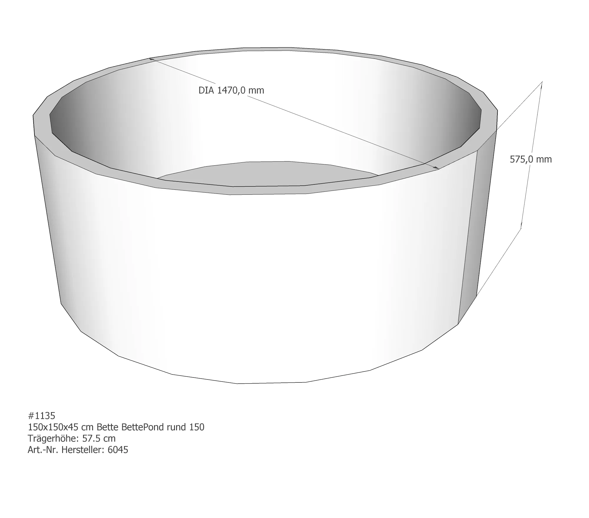 Badewannenträger für Bette Pond 150 × 150 × 45 cm Badewannenträger für Bette Pond 150 × 150 × 45 cm