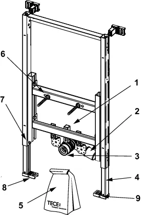 Bidetmodul TECEprofil für wandhängendes Bidet, Bauhöhe 820 mm