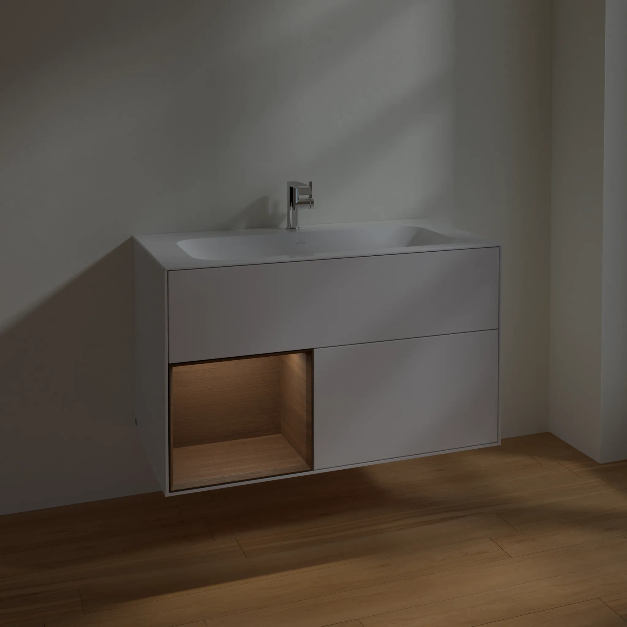 Villeroy & Boch Finion Waschbeckenunterschrank F03, 996x591x498mm, mit Beleuchtung, Holz