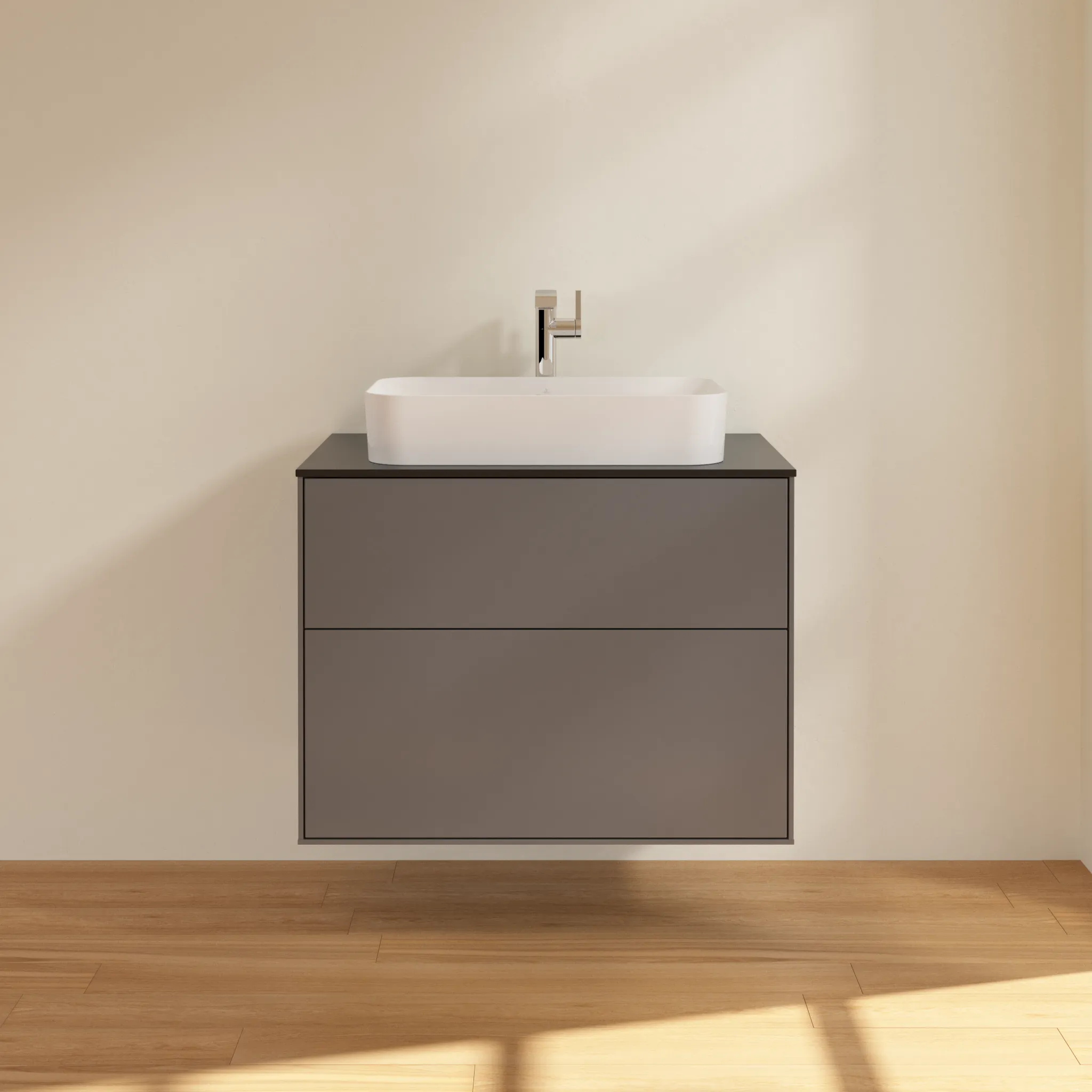Villeroy & Boch Finion Waschbeckenunterschrank F22 800x603x501mm Anthracite Matt Lacquer / Glass Black Matt Villeroy & Boch Finion Waschbeckenunterschrank F22 800x603x501mm Anthracite Matt Lacquer / Glass Black Matt