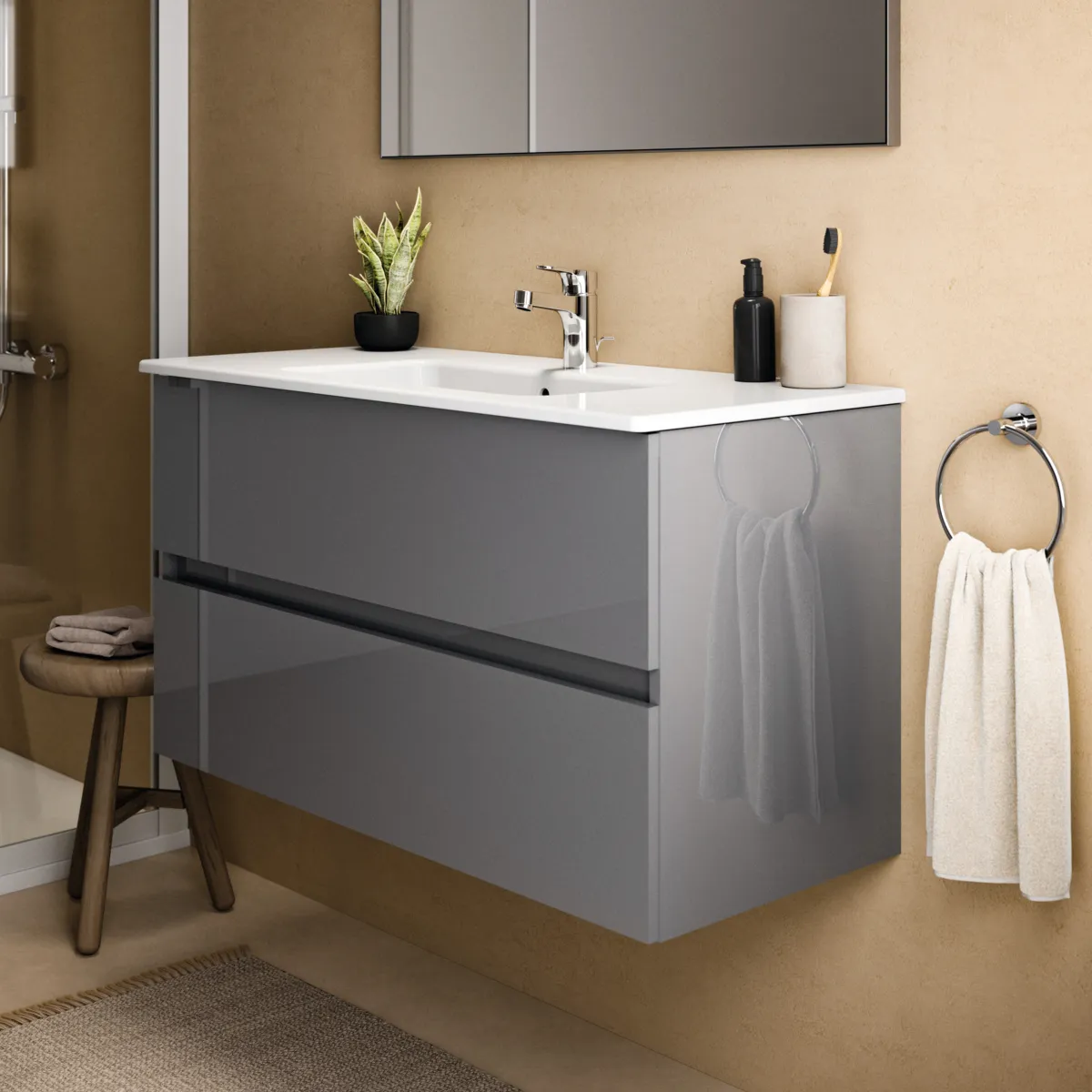 Waschbecken „Eurovit“ 101,5 × 46,5 × 17,5 cm, Hahnlochposition mittig