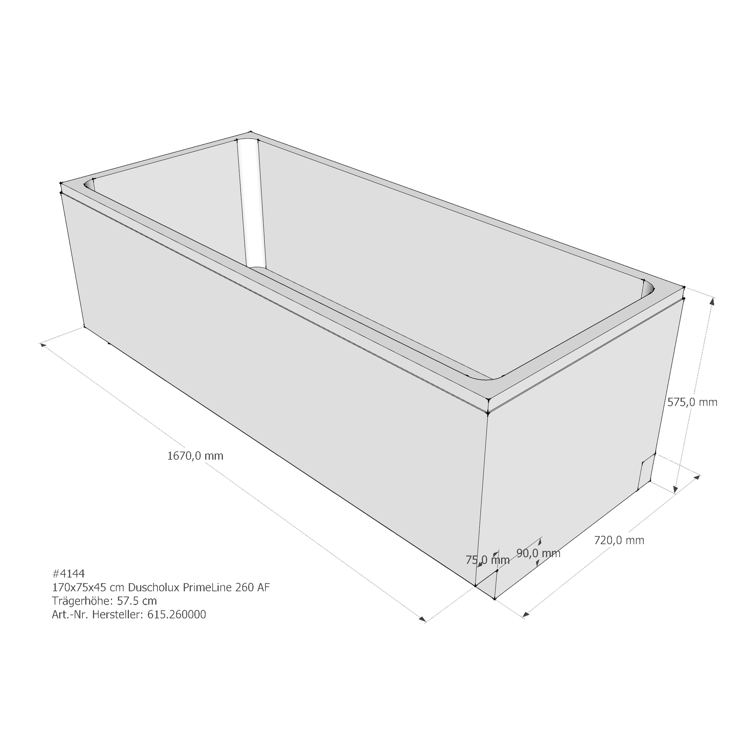 Badewannenträger für Duscholux PrimeLine 260 170 × 75 × 45 cm Badewannenträger für Duscholux PrimeLine 260 170 × 75 × 45 cm