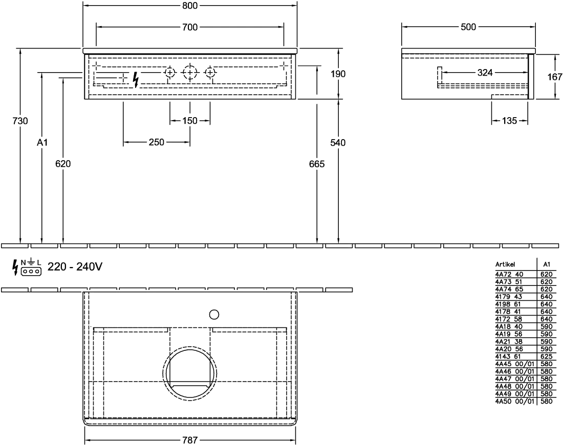 Villeroy & Boch Waschtischunterschrank „Antao“ 80 × 19 × 50 cm