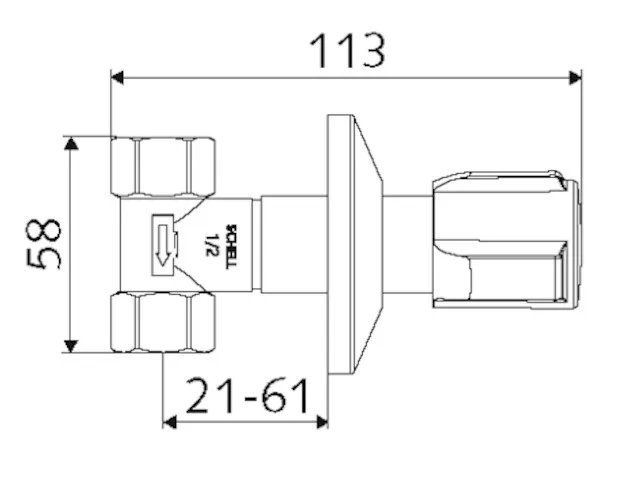 Unterputzventil DN 15, Max. Betriebsdruck: 10 bar, DN 15 G 1/2 IG, DN 15 G 1/2 IG, chrom Unterputzventil DN 15, Max. Betriebsdruck: 10 bar, DN 15 G 1/2 IG, DN 15 G 1/2 IG, chrom