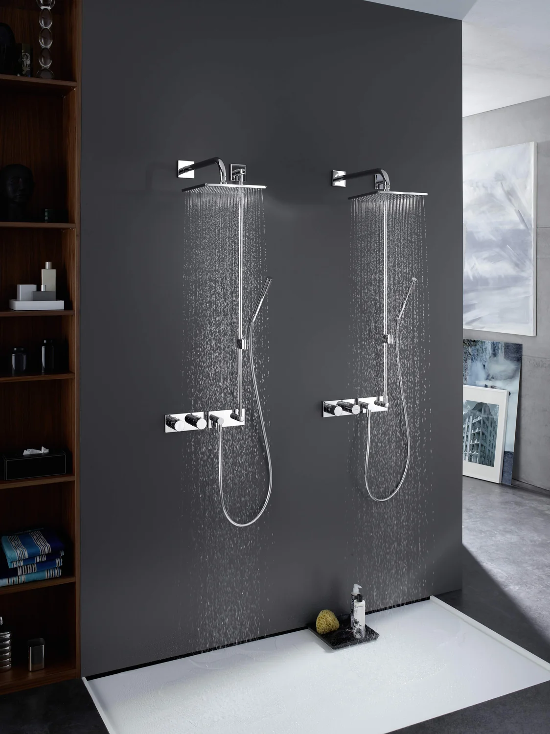 HansaLIVING Wannen- und Brausearmatur Hansamatrix Fertigmontageset für Wanne/Brause 4453 Rosette eckig DN15 Chrom