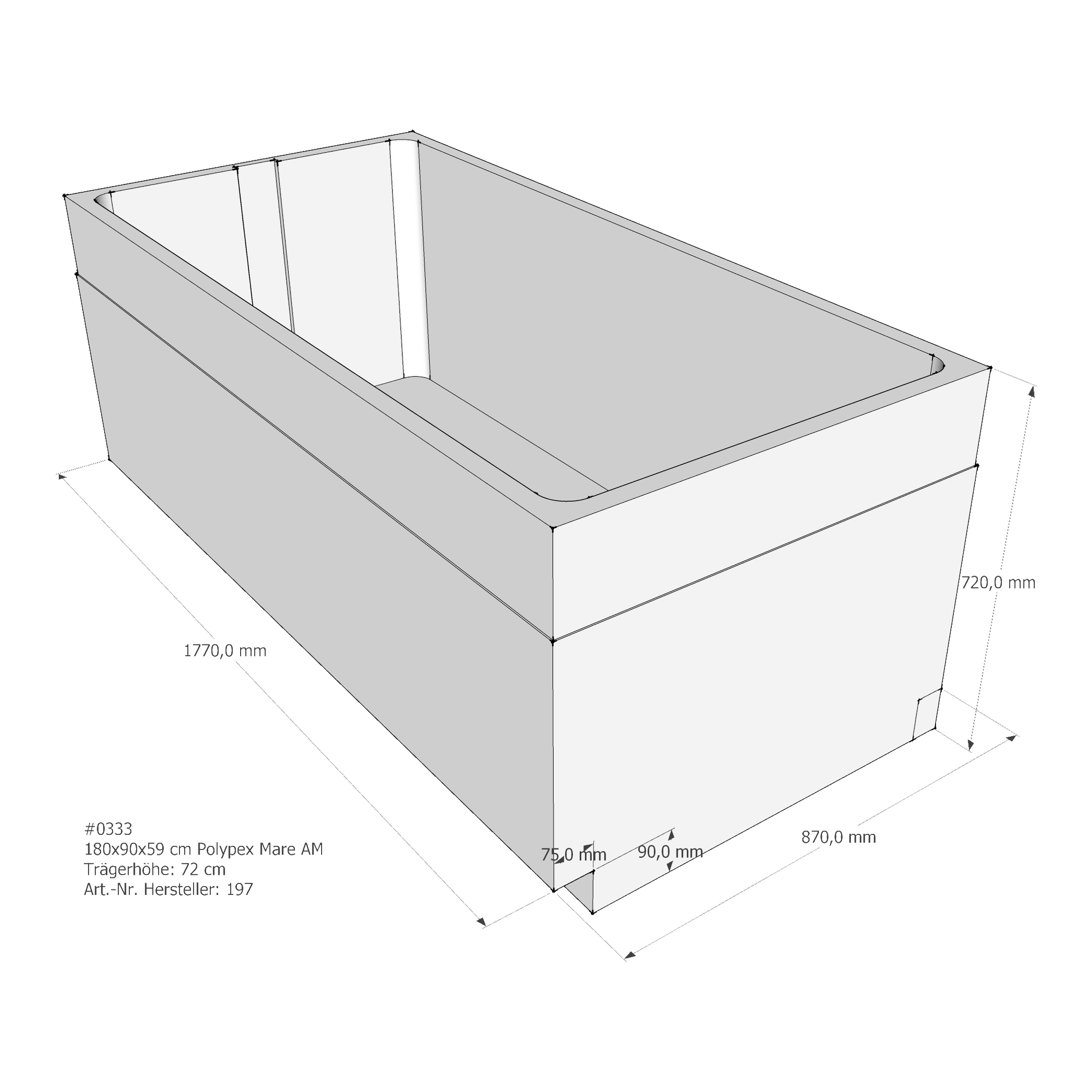 Badewannenträger für Polypex Mare 180 × 90 × 59 cm