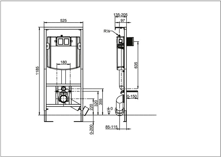 WC mit WC-Sitz, Vorwandelement und Betätigungsplatte (Combi-Pack) O.novo 5660D2, 360 x 560 x 350 mm, Oval, wandhängend, Abgang waagerecht, Weiß Alpin