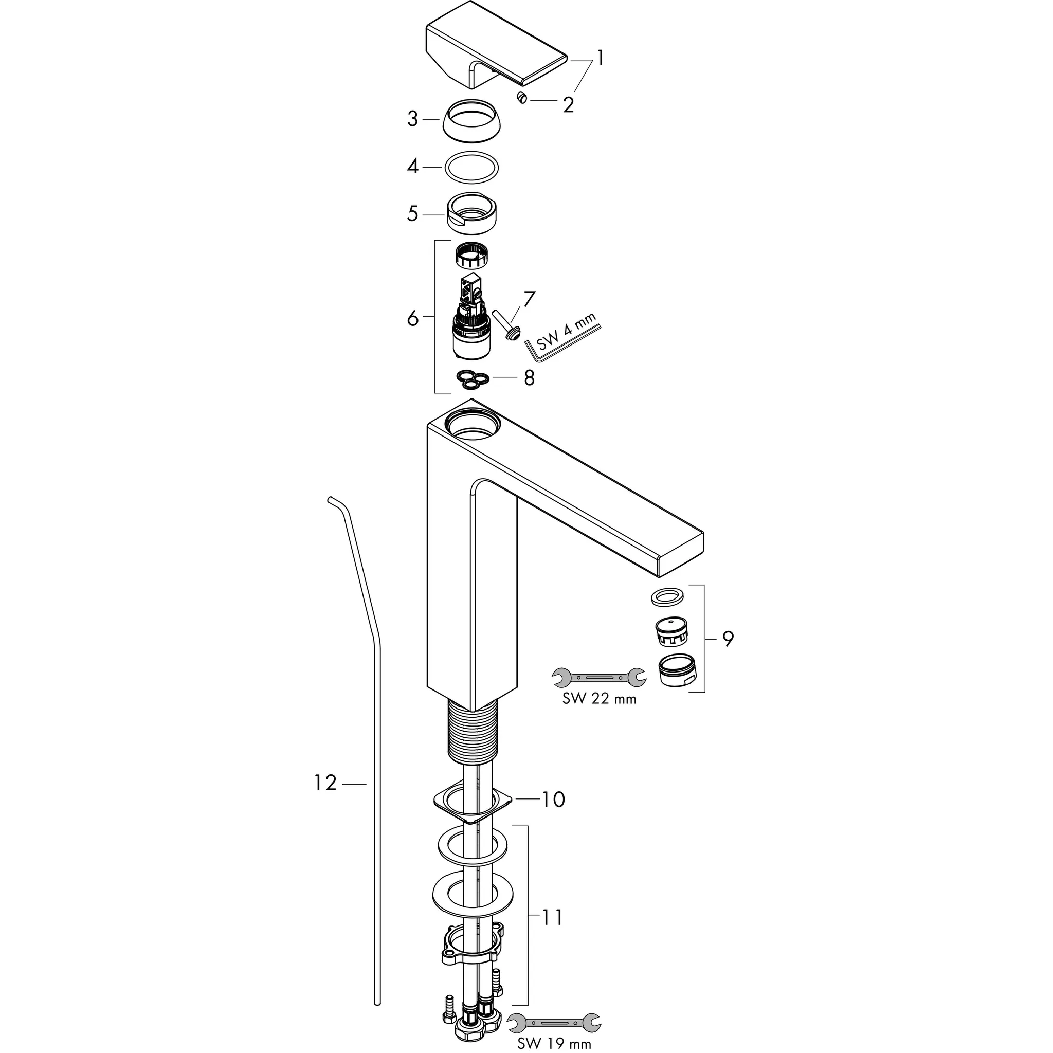 Hansgrohe Vernis Shape Einhebel-Waschtischmischer 190, Chrom