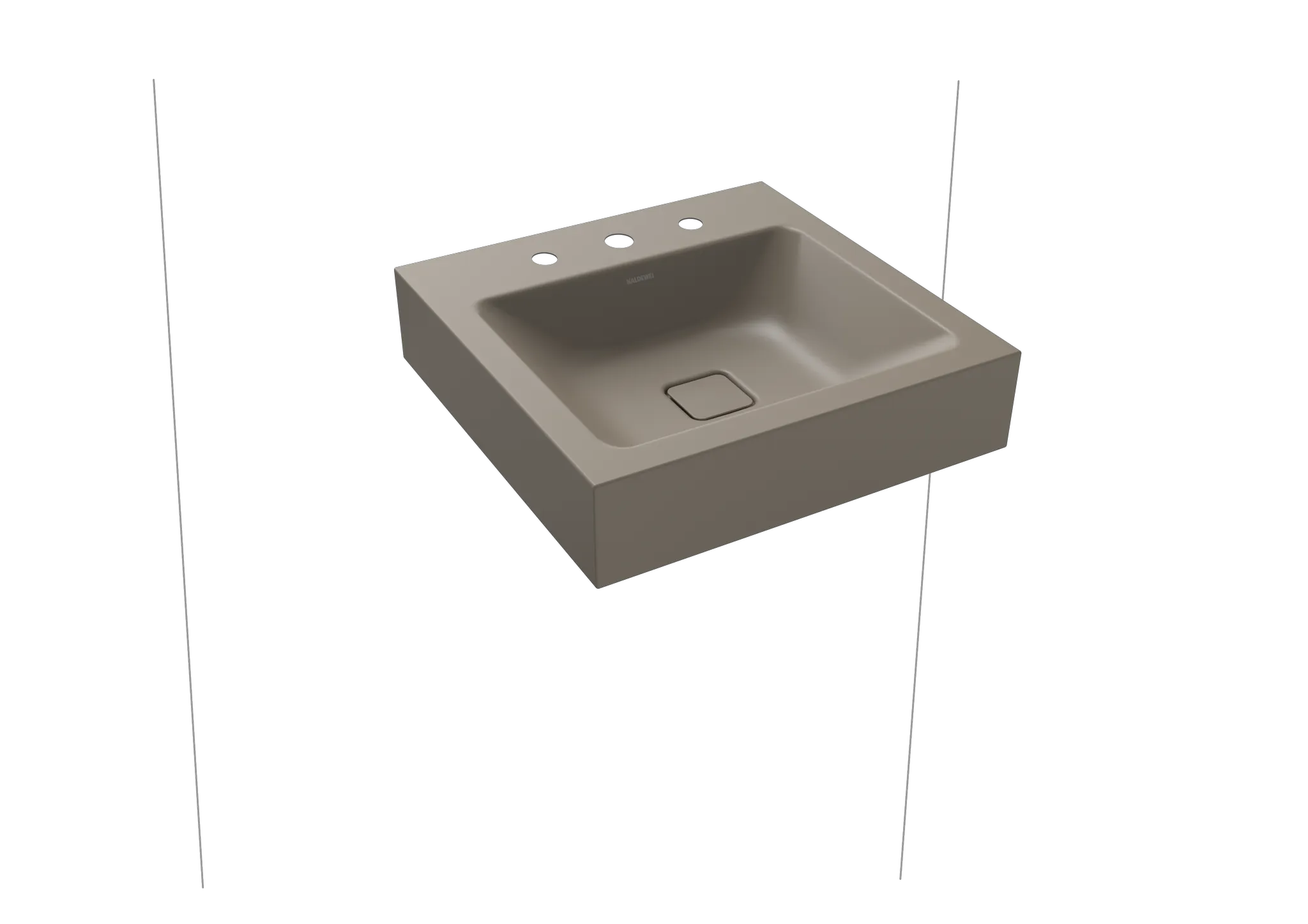Doppelwaschtisch „Cono“ 50 × 50 cm, ohne Überlauf, mittig, mit Hahnlochbohrung in warm grey 60 mit Perl-Effekt Doppelwaschtisch „Cono“ 50 × 50 cm, ohne Überlauf, mittig, mit Hahnlochbohrung in warm grey 60 mit Perl-Effekt