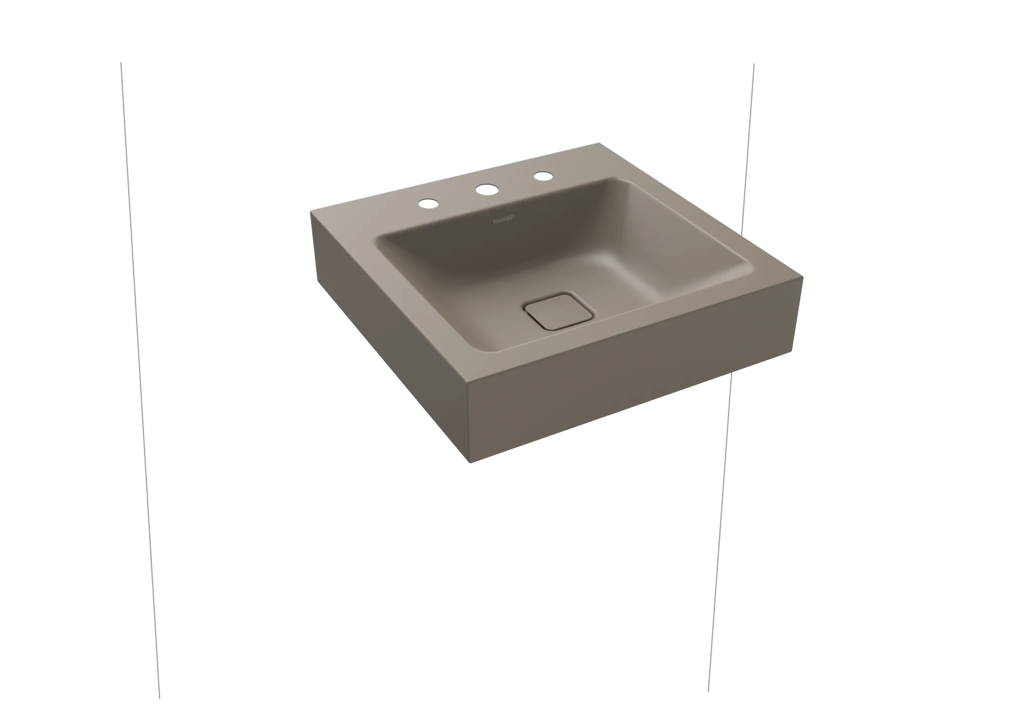 Kaldewei CONO Wandwaschtisch, 500x500 mm, warm grey, 120 mm Randhöhe, 3er Hahnlochbohrung, ohne Überlauf Kaldewei CONO Wandwaschtisch, 500x500 mm, warm grey, 120 mm Randhöhe, 3er Hahnlochbohrung, ohne Überlauf