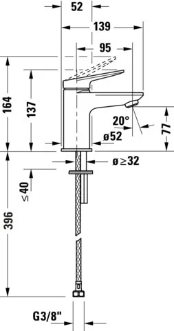 Wave 1Heb.-Wtmi. S FreSt chr 53x137x139 Ala:95 Ans.m. SchAns:3/8" Str