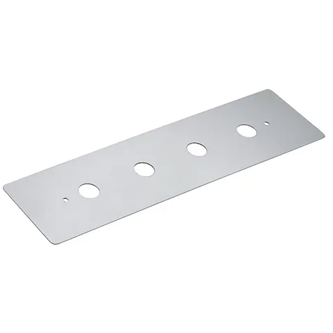 Kludi ZUBEHÖR sichtbare Montageplatte chrom, 33 mm Lochdurchmesser, 110 mm Lochabstand, 566 x 144 mm