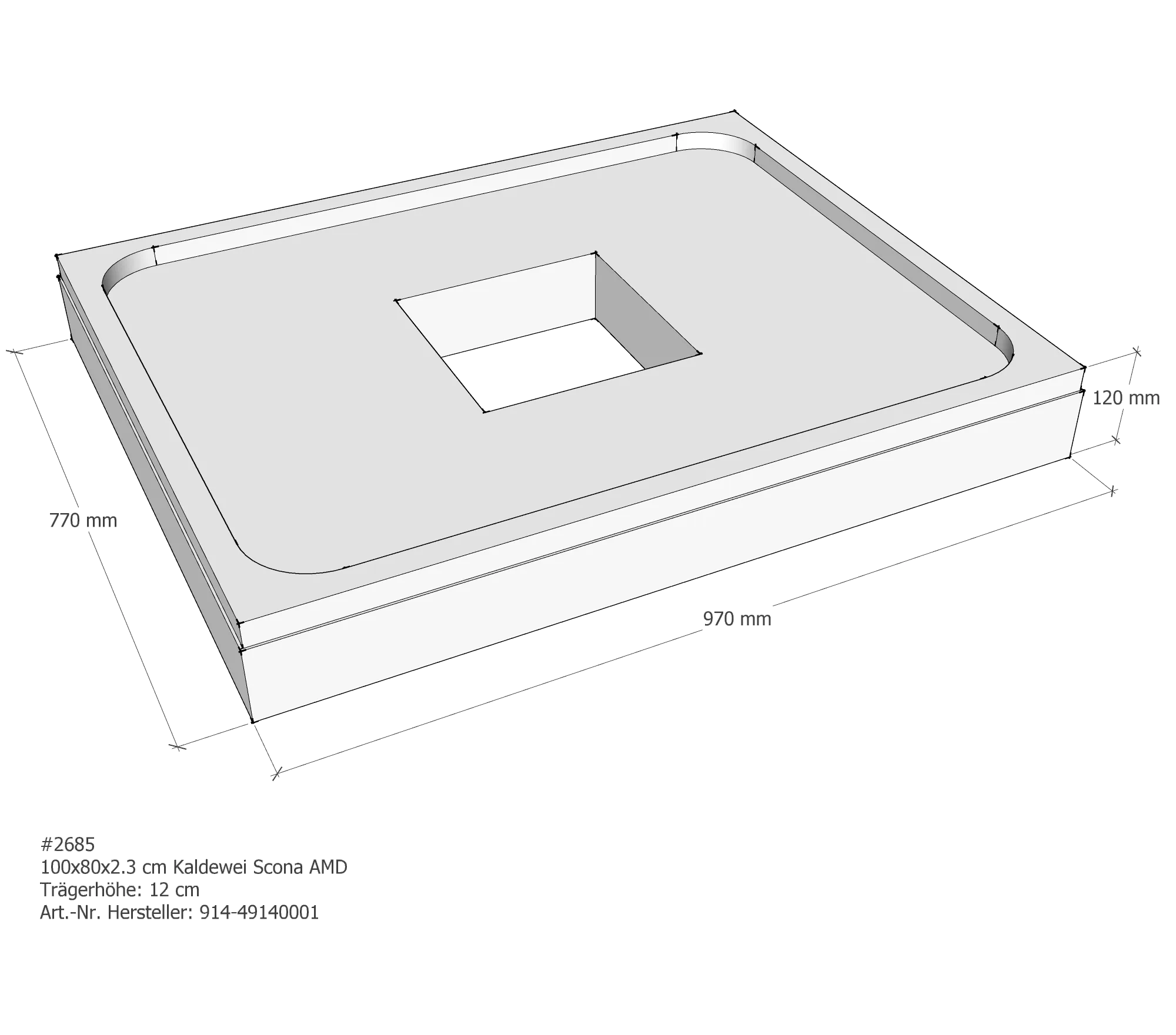 Duschwannenträger für Kaldewei Scona 100 × 80 × 2,3 cm Duschwannenträger für Kaldewei Scona 100 × 80 × 2,3 cm