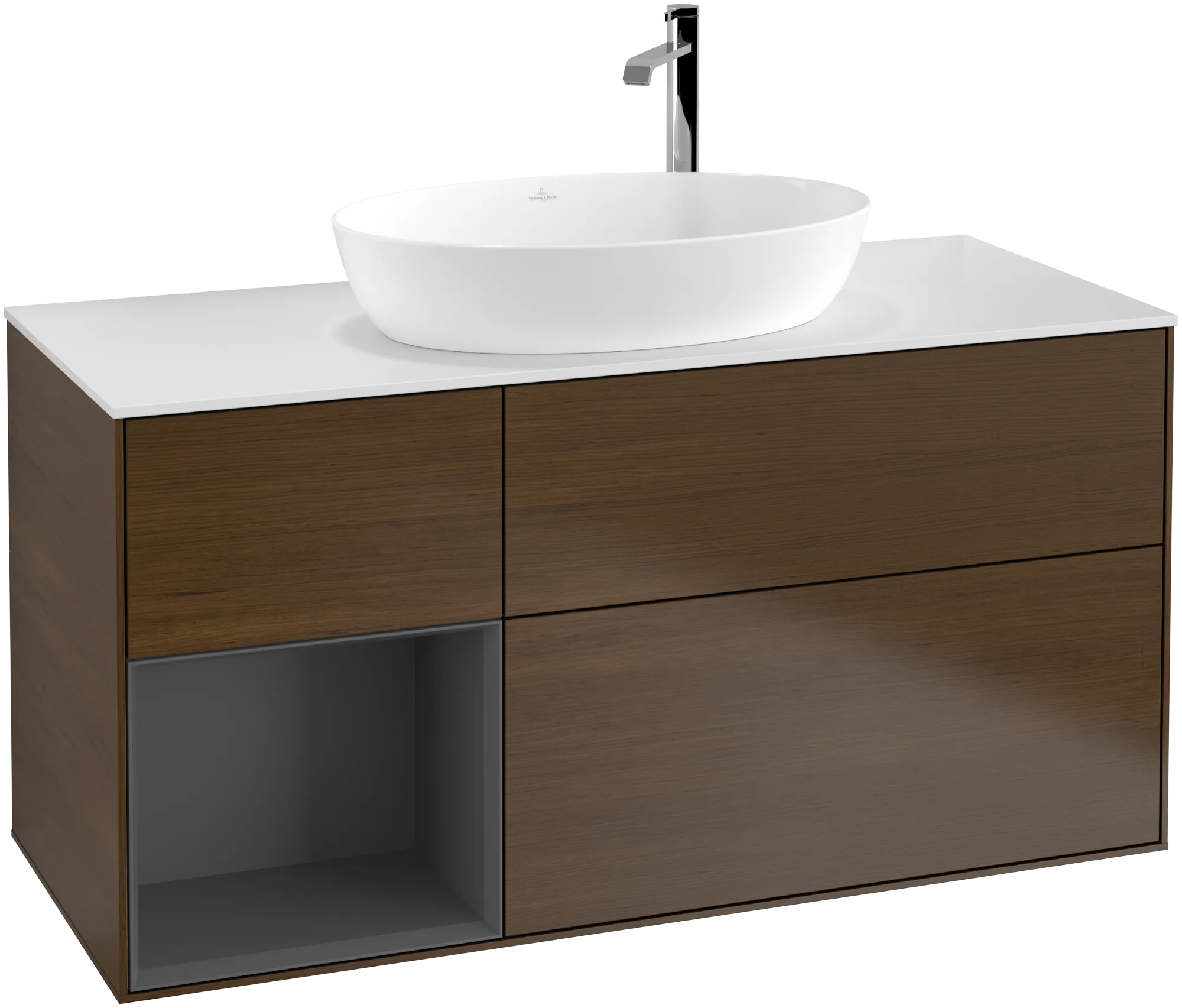 Villeroy & Boch Waschbeckenunterschrank Finion F94, 1200x603x501mm, mit Beleuchtung, 3 Auszüge