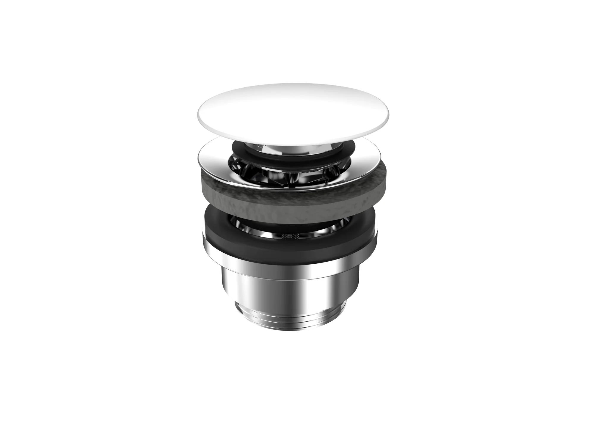 Mod. 3915, Push -To-Open, für Waschtische mit Überlauf, runder Deckel, weiß