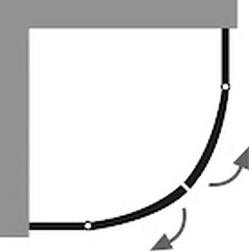 HSK teilgerahmte Runddusche pendelbar 4-teilig „Exklusiv 2.0“ Glas Linea 02, Profile Chromoptik (Alu Hochglanz poliert), Sondergröße