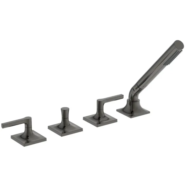 4-Loch-Badearmatur Wannenrand Joy Neo mit Stick-Handbrause Hebelgriffe Magnetic Grey 4-Loch-Badearmatur Wannenrand Joy Neo mit Stick-Handbrause Hebelgriffe Magnetic Grey