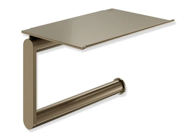 HEWI WC-Papierhalter mit Ablage, System 900, PVD bronze gebürstet, 135 mm breit, 96 mm hoch