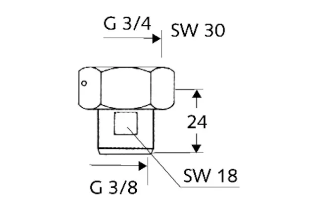 Wasserzähler-Verschraubung, DN 20 G 3/4 IG, DN 10 G 3/8 IG, chrom