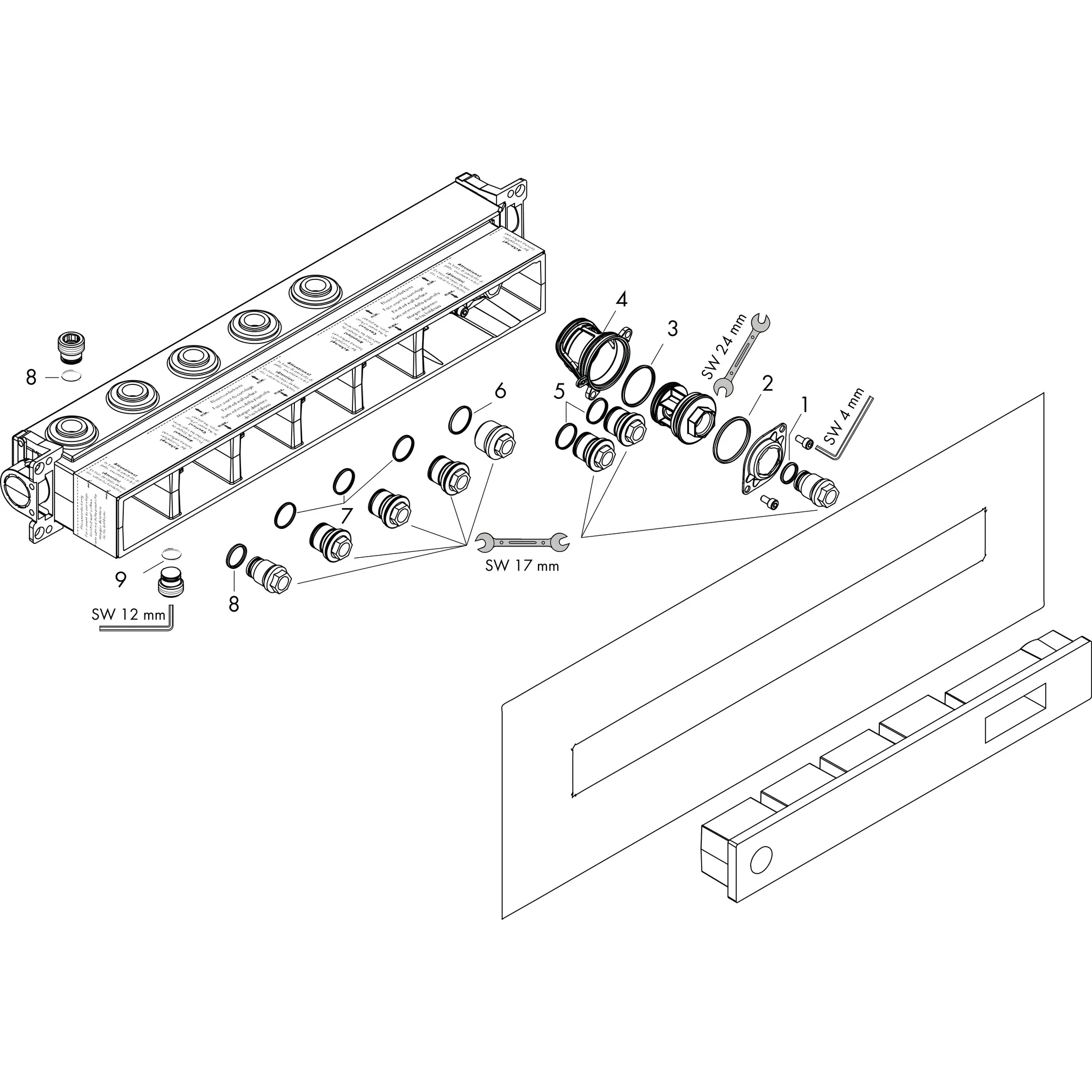Hansgrohe AXOR Mischer ohne Grundkörper, Bonusfähiger Umsatz, Axor Grundkörper für Thermostatmodul Select für 3 Verbraucher Hansgrohe AXOR Mischer ohne Grundkörper, Bonusfähiger Umsatz, Axor Grundkörper für Thermostatmodul Select für 3 Verbraucher