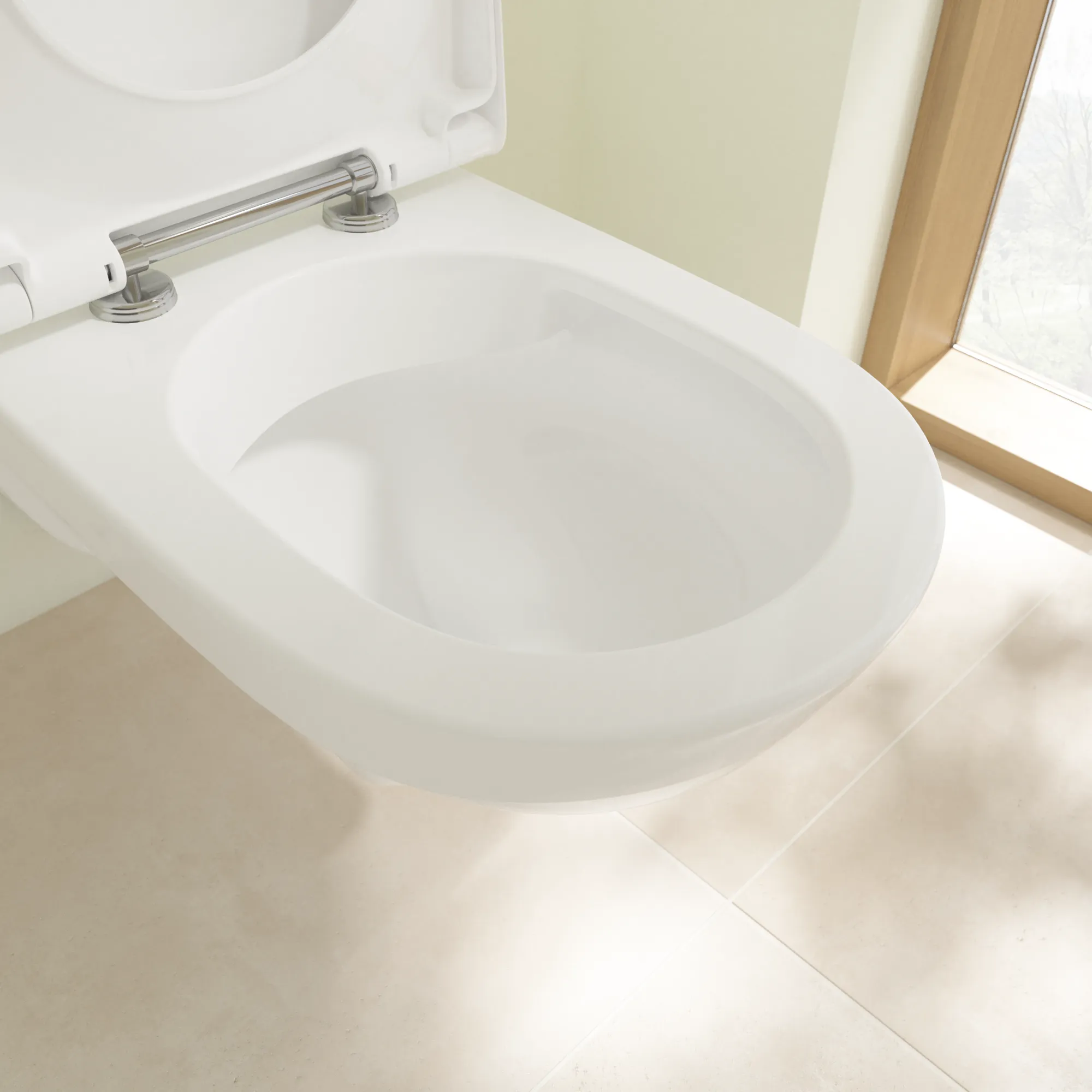 Wand-Tiefspül-WC Combi-Pack DirectFlush „ViCare“ mit Klappgriff „ViCare Funktion“ 36 × 34,4 × 70 cm ohne Spülrand