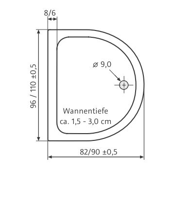 HSK halbkreis Acryl-Duschwanne „superflach“ 110 × 90 cm in Weiß HSK halbkreis Acryl-Duschwanne „superflach“ 110 × 90 cm in Weiß