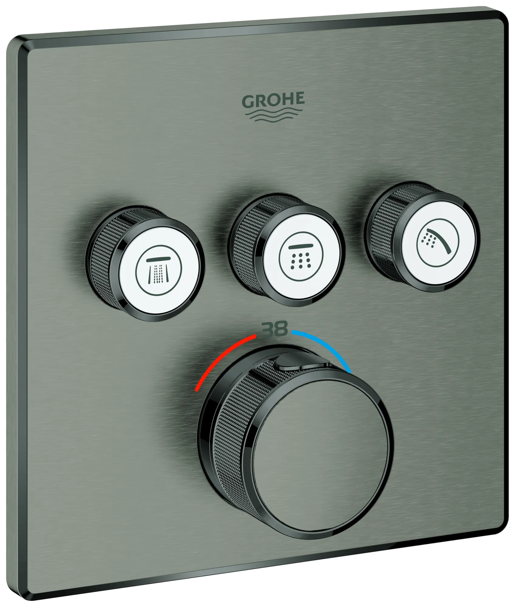 Thermostat Grohtherm SmartControl 29126, mit 3 Absperrventilen und integriertem Brausehalter, Fertigmontageset für Rapido SmartBox, Wandrosette eckig, chrom Thermostat Grohtherm SmartControl 29126, mit 3 Absperrventilen und integriertem Brausehalter, Fertigmontageset für Rapido SmartBox, Wandrosette eckig, chrom