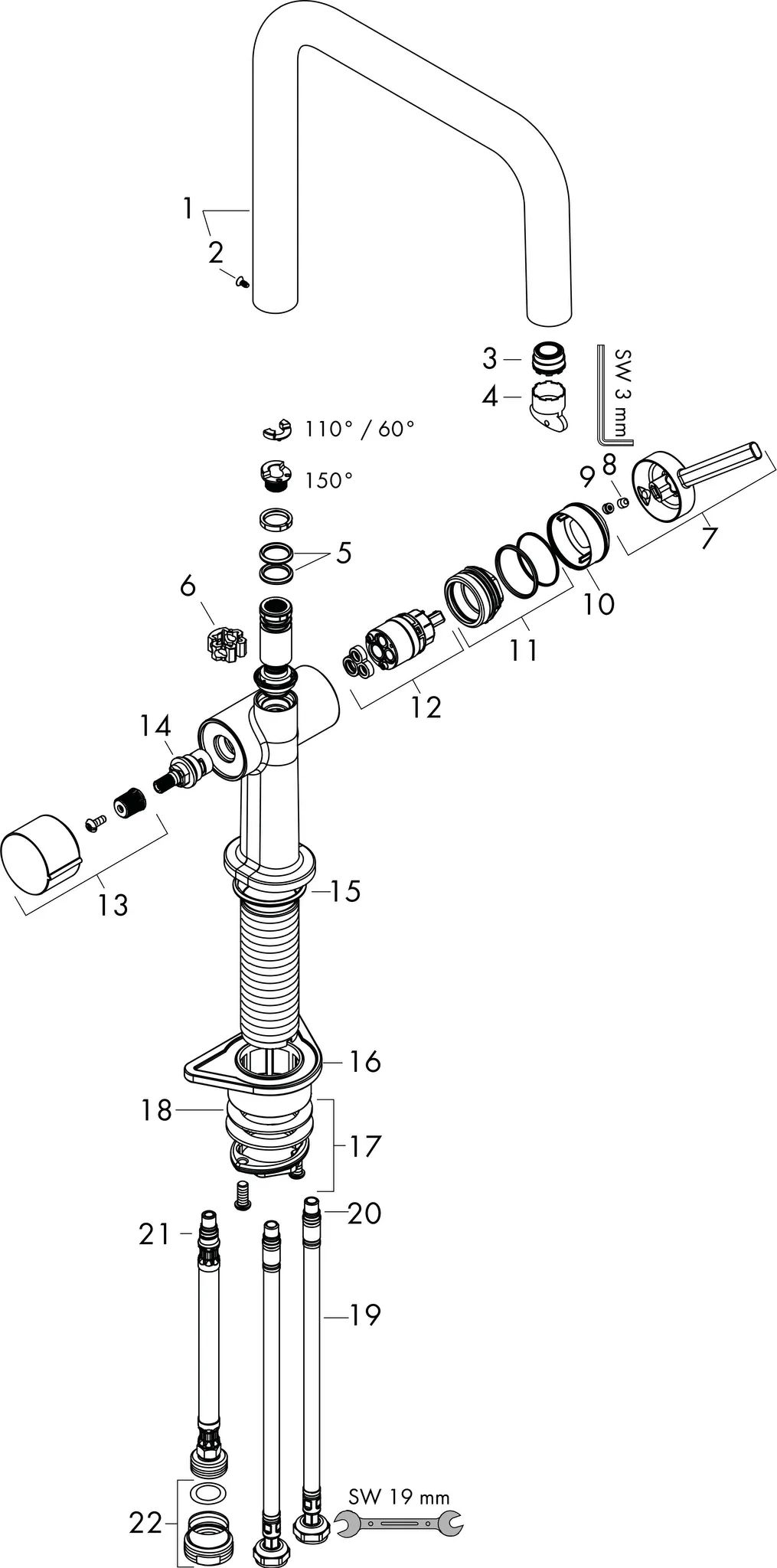 Spültischmischer U 220 Talis M54 Geräteabsperrventil 1jet chrom