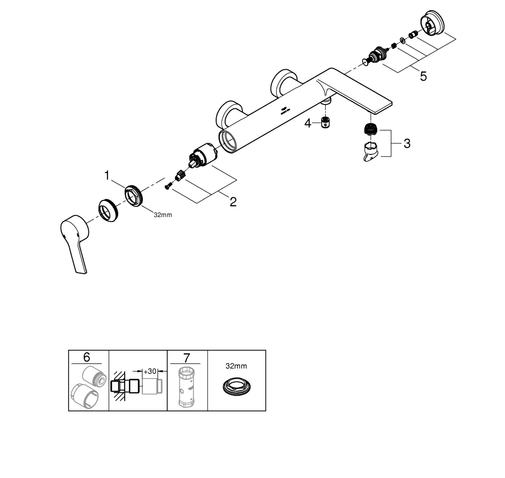 Grohe Allure Einhand-Wannenbatterie Wandmontage supersteel Grohe Allure Einhand-Wannenbatterie Wandmontage supersteel