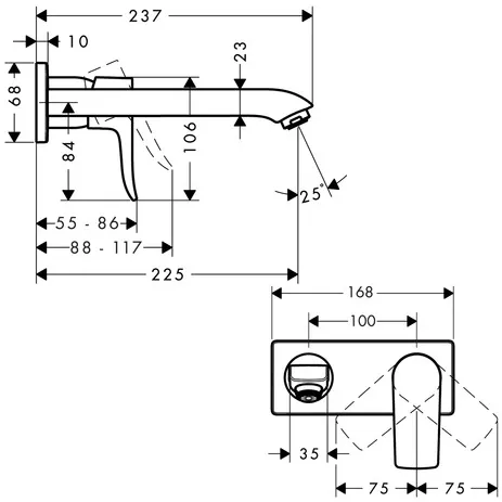 Waschtischmischer Unterputz Metris F-Set langer Auslauf chr. Waschtischmischer Unterputz Metris F-Set langer Auslauf chr.