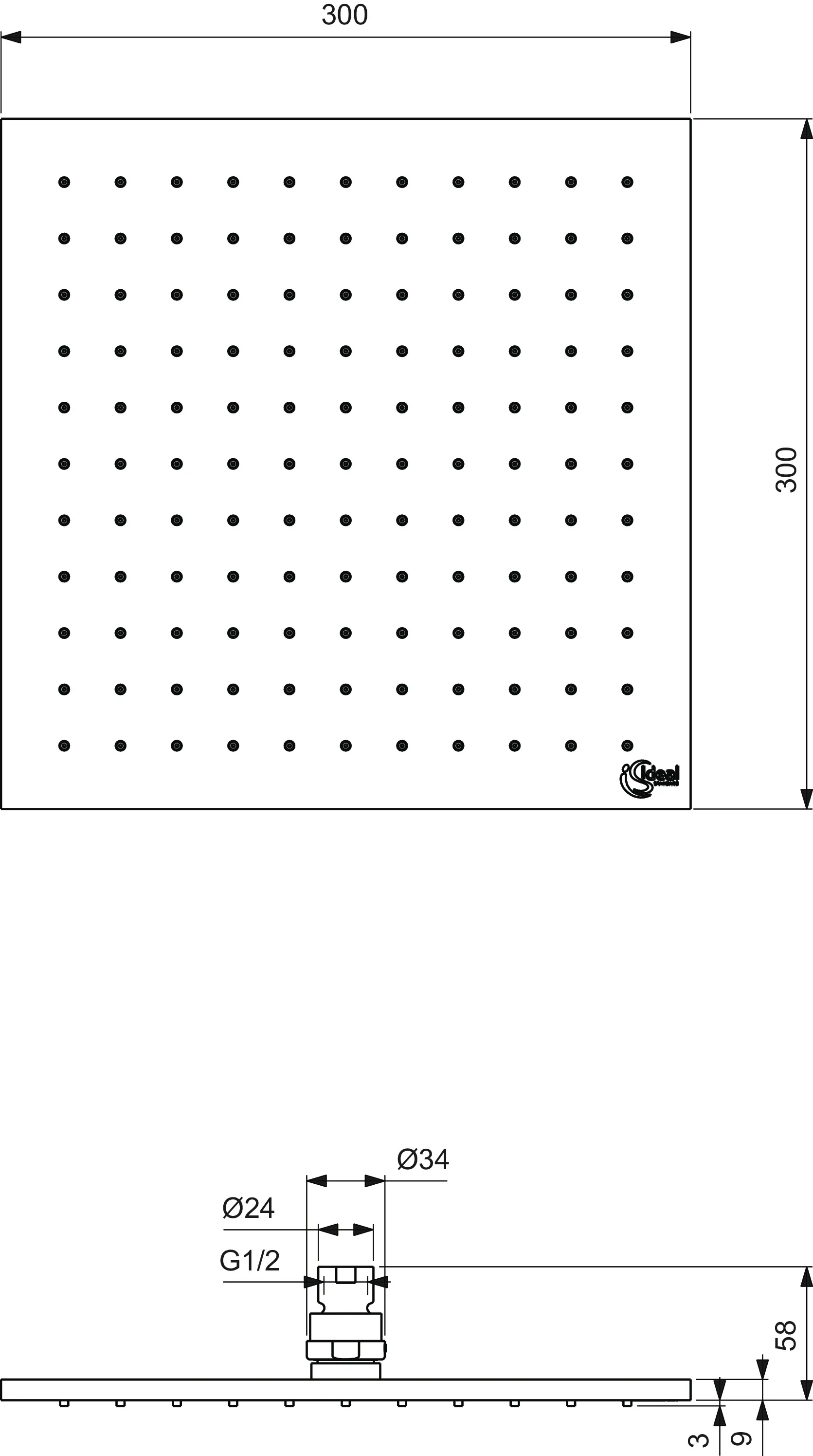 Kopfbrause Idealrain Pro 300x300mm Chrom Kopfbrause Idealrain Pro 300x300mm Chrom
