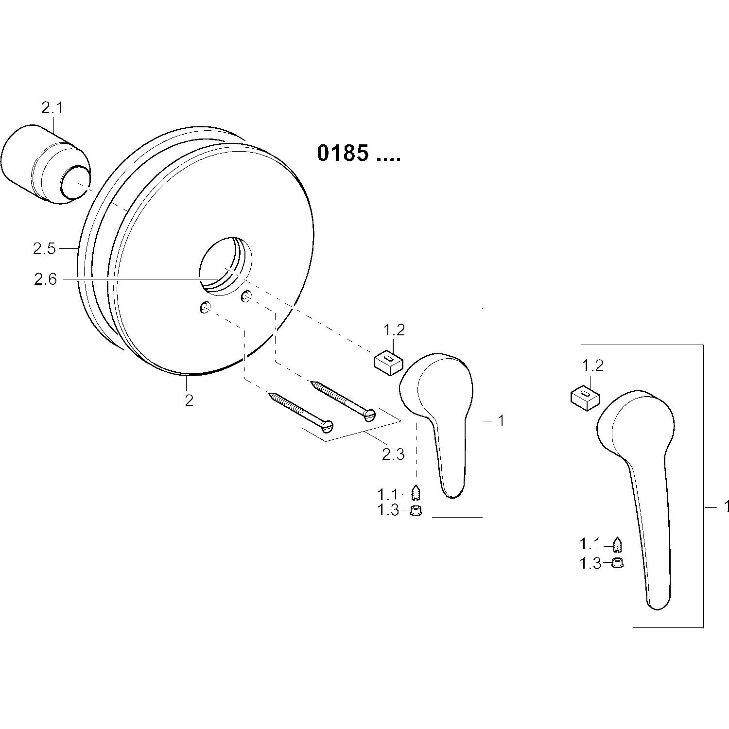 HA Einhebelmischer Fertigmontageset für Brausebatterie HANSAMIX 0185 Rosette rund Chrom