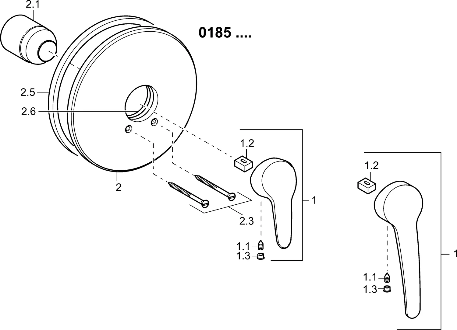 HansaMIX Duscharmatur, Einhebelmischer Fertigmontageset für Brausebatterie 0185 Rosette rund Chrom