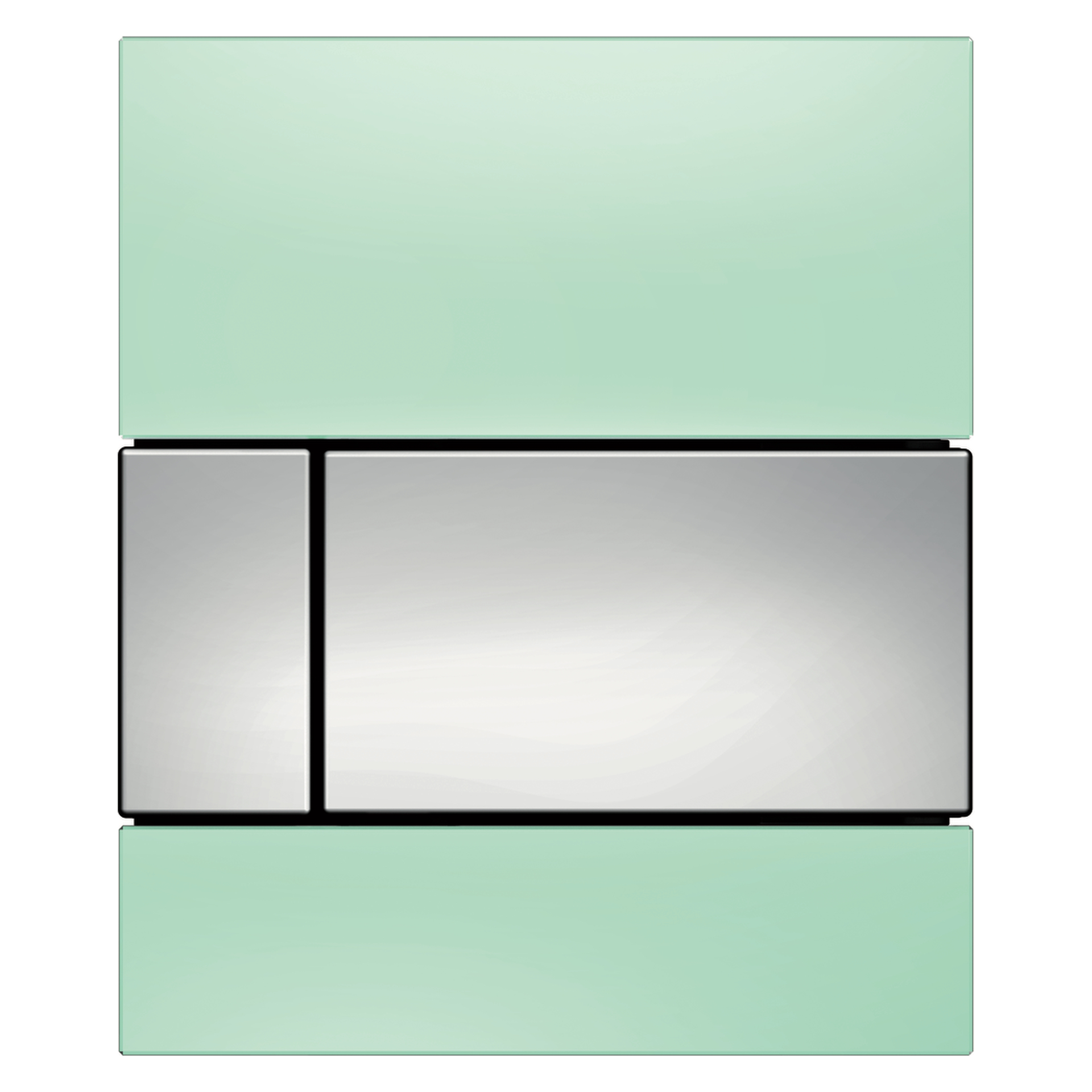 TECEsquare Urinal-Betätigungsplatte mit Kartusche Glas grün Taste Chrom glänzend TECEsquare Urinal-Betätigungsplatte mit Kartusche Glas grün Taste Chrom glänzend