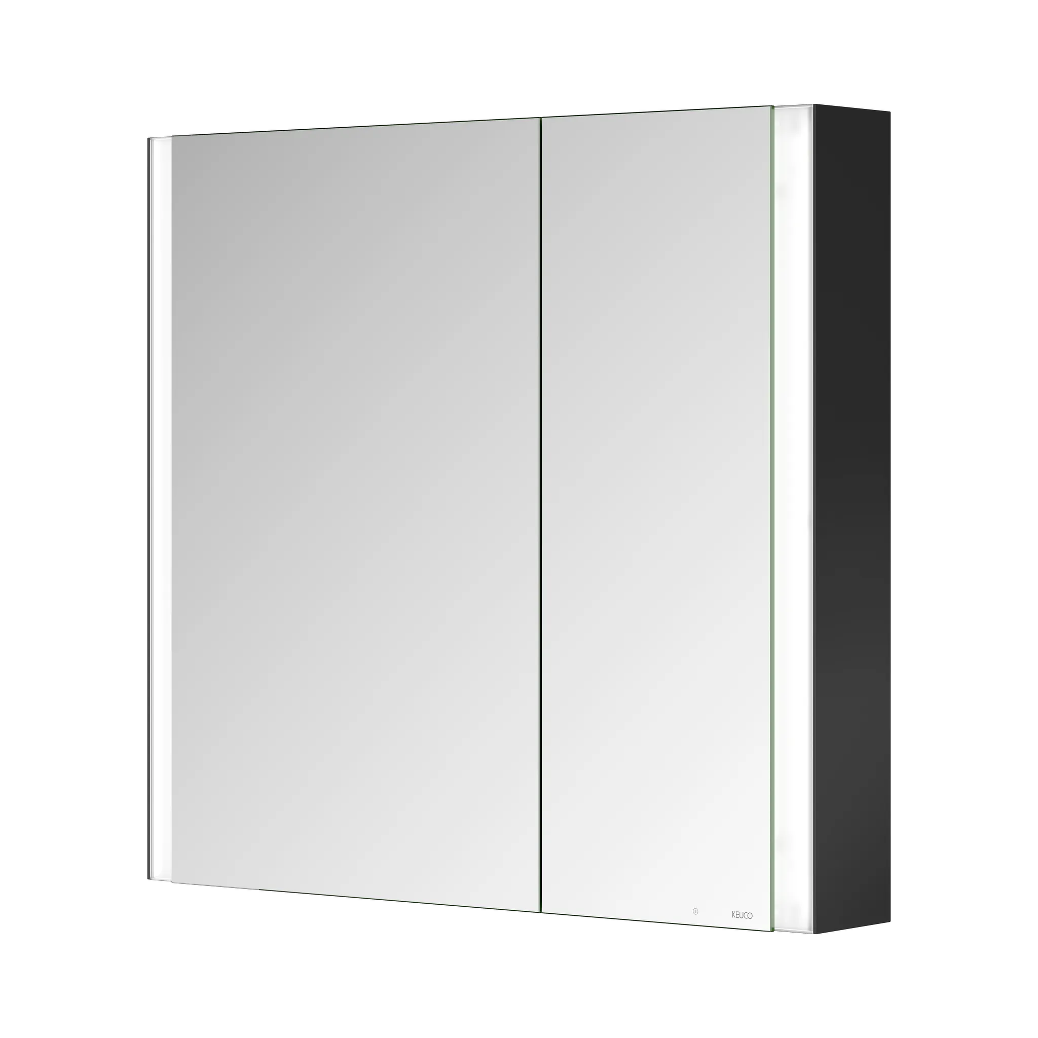 KEUCO Wandvorbau Spiegelschrank „Somaris“ Schwarz (matt), Aufputz, ohne Spiegelheizung 800 × 710 × 127 mm