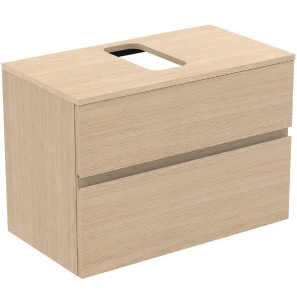 Ideal Standard Waschtischunterschrank Finesse Eiche weiß, 802x440x558mm, 2 Auszüge