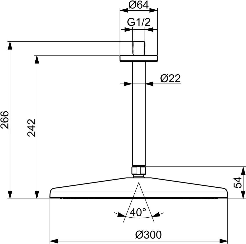 HansaAURELIA Kopfbrause HansaAURELIA 4727 1-strahlig d 300 mm Stahl gebürstet