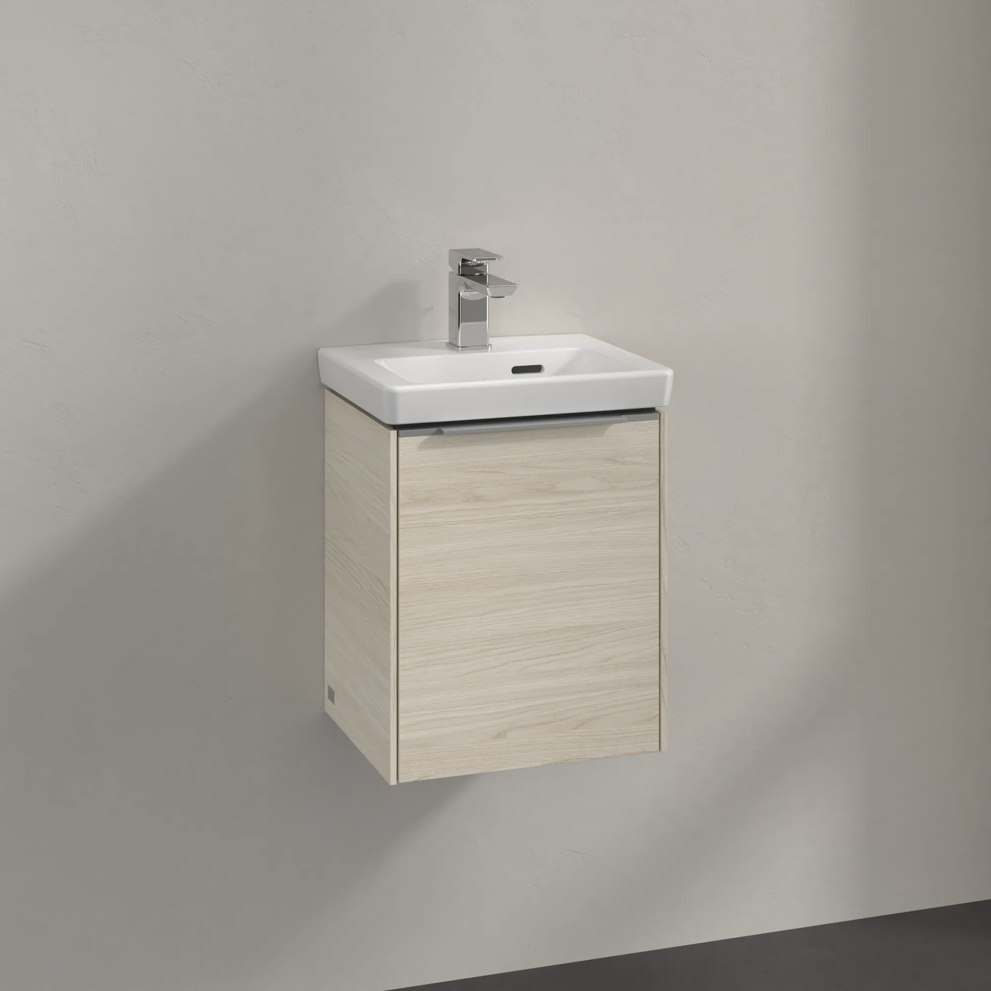 Villeroy & Boch Waschtischunterschrank mit Tür „Subway 3.0“ für Schrankwaschtisch 351 × 429 × 309 mm White Oak, 1 Tür, für Becken mittig, Anschlag links Villeroy & Boch Waschtischunterschrank mit Tür „Subway 3.0“ für Schrankwaschtisch 351 × 429 × 309 mm White Oak, 1 Tür, für Becken mittig, Anschlag links