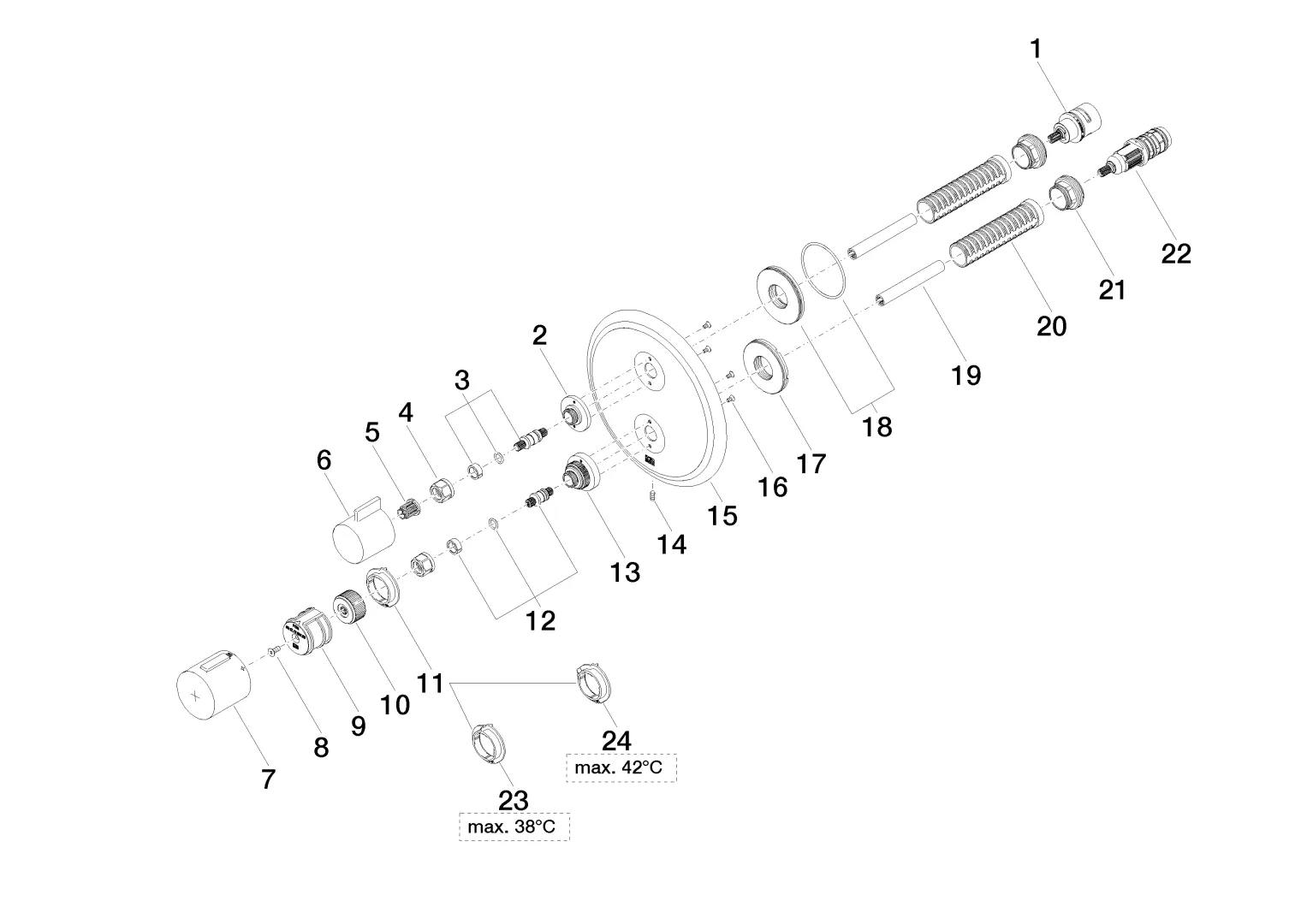 UP-Thermostat mit Einweg-Mengenregulierung MADISON Chrom 36425977 UP-Thermostat mit Einweg-Mengenregulierung MADISON Chrom 36425977