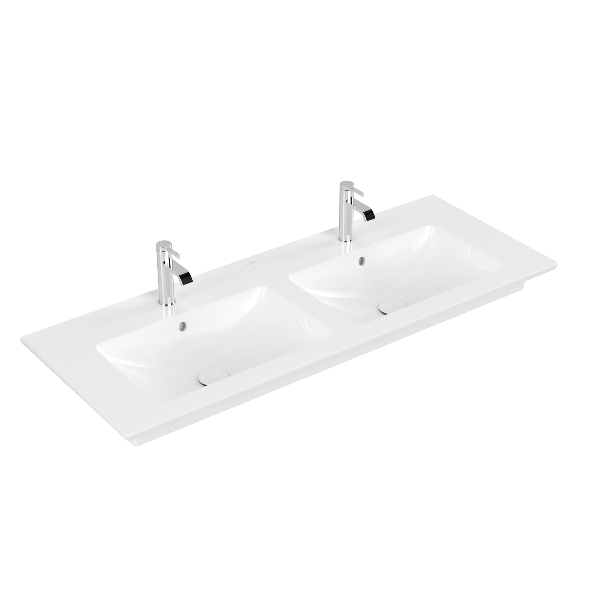 Villeroy & Boch Doppelwaschtisch „Venticello“ 1300 × 500 × 170 mm, für Becken mittig, mit Hahnlochbohrung, Hahnlochposition links und rechts in Weiß Alpin Villeroy & Boch Doppelwaschtisch „Venticello“ 1300 × 500 × 170 mm, für Becken mittig, mit Hahnlochbohrung, Hahnlochposition links und rechts in Weiß Alpin