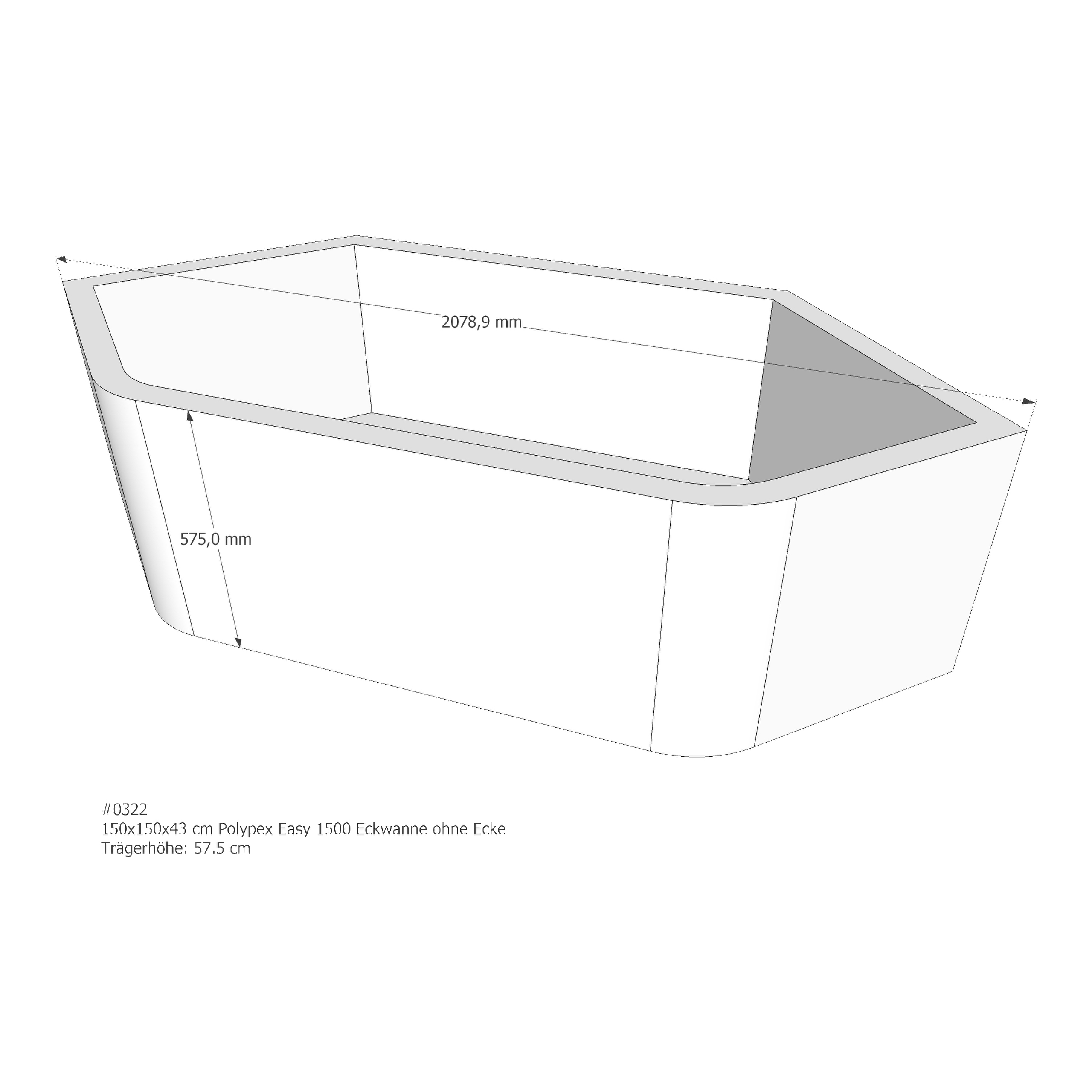 Badewannenträger für Polypex Easy 1500 150 × 150 × 43 cm