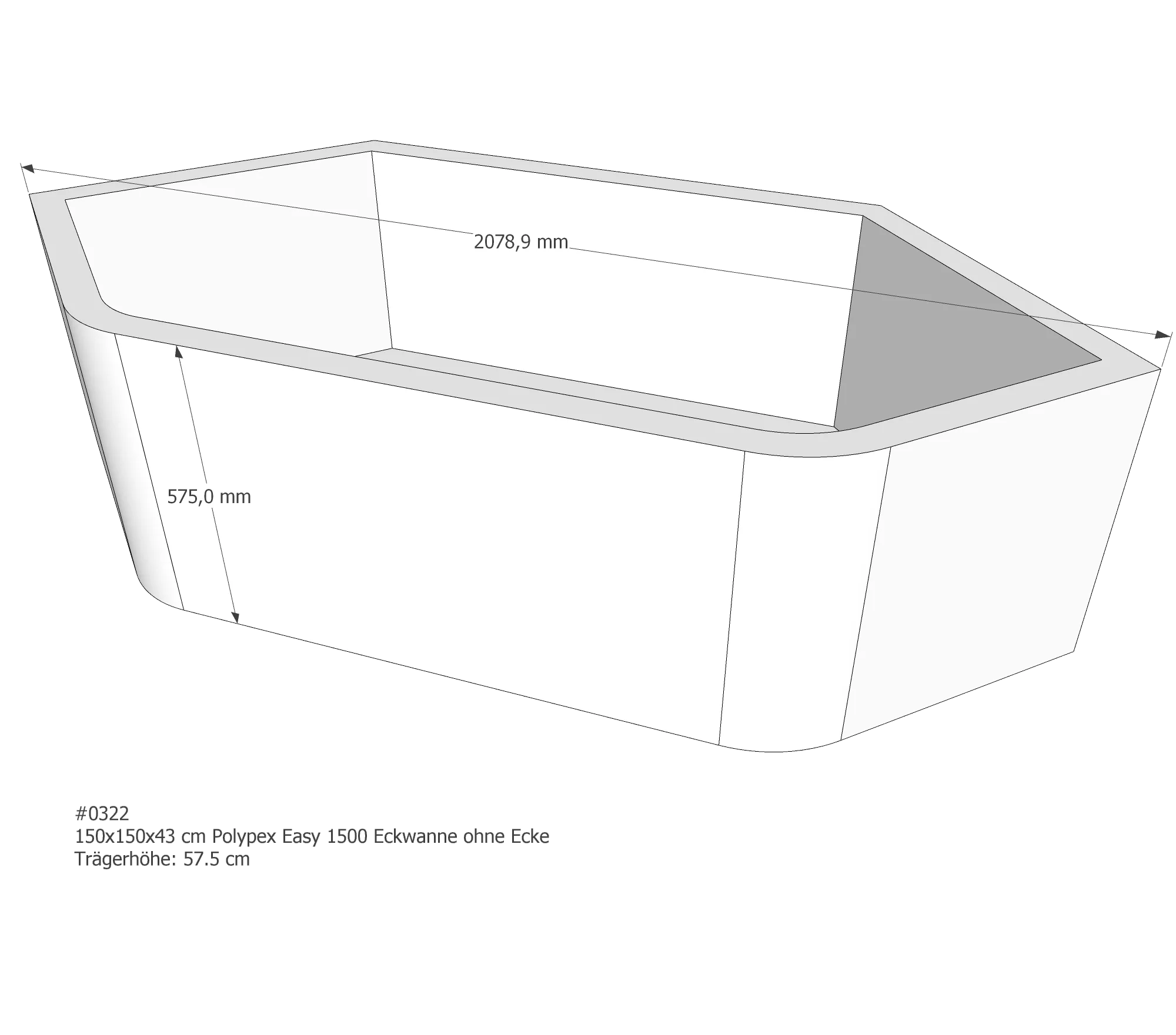 Badewannenträger passend für Polypex Easy 1500 150 × 150 × 43 cm Badewannenträger passend für Polypex Easy 1500 150 × 150 × 43 cm