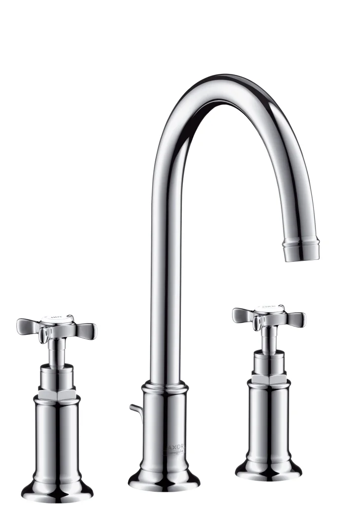 Hansgrohe AXOR Montreux 3-Loch Waschtischarmatur Chrom, ComfortZone 180, Ausladung 175 mm, Kreuzgriff, Laminarstrahl, max. Durchfluss 5 l/min Hansgrohe AXOR Montreux 3-Loch Waschtischarmatur Chrom, ComfortZone 180, Ausladung 175 mm, Kreuzgriff, Laminarstrahl, max. Durchfluss 5 l/min