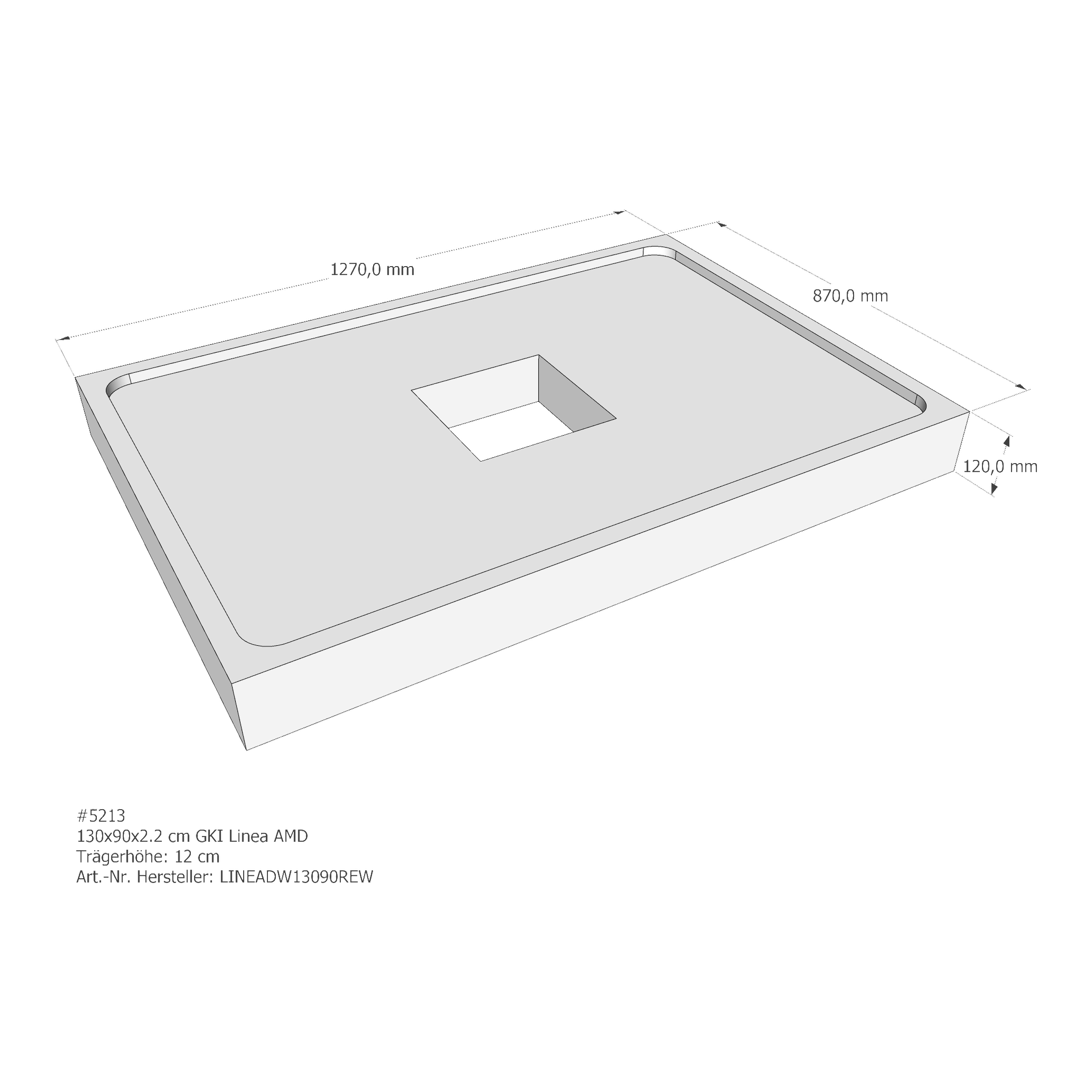 Duschwannenträger für GKI Linea 130 × 90 × 2,2 cm