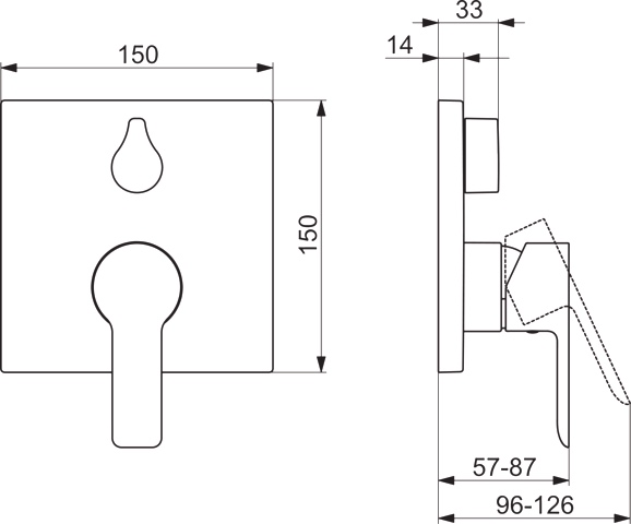 HA Einhebelmischer Fertigmontageset für Wanne/Brause HANSALIGNA 8385 Rosette eckig Chrom
