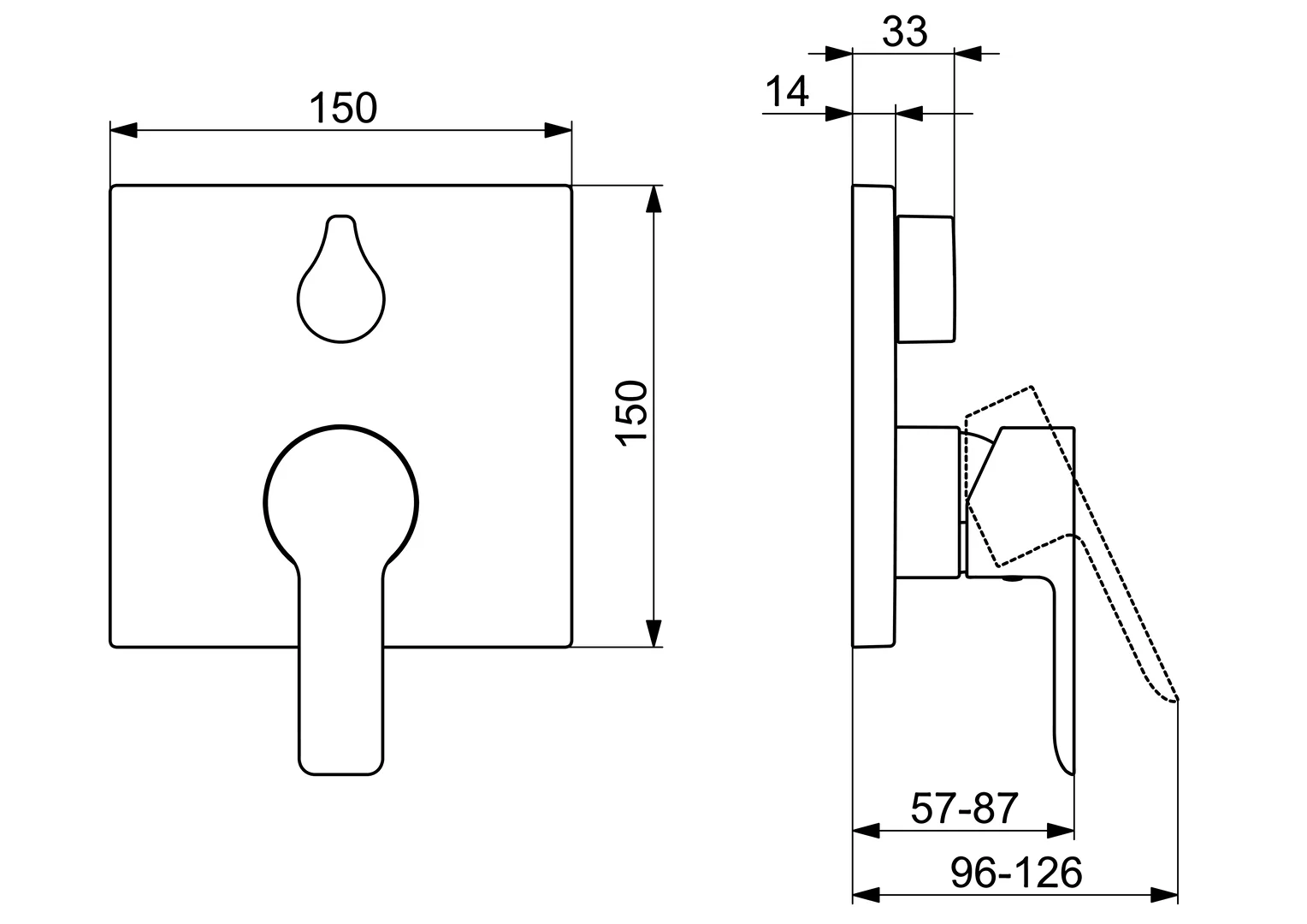 HansaLIGNA Wannen- und Brausearmatur Einhebelmischer Fertigmontageset für Wanne/Brause HansaLIGNA 8385 Rosette eckig Chrom